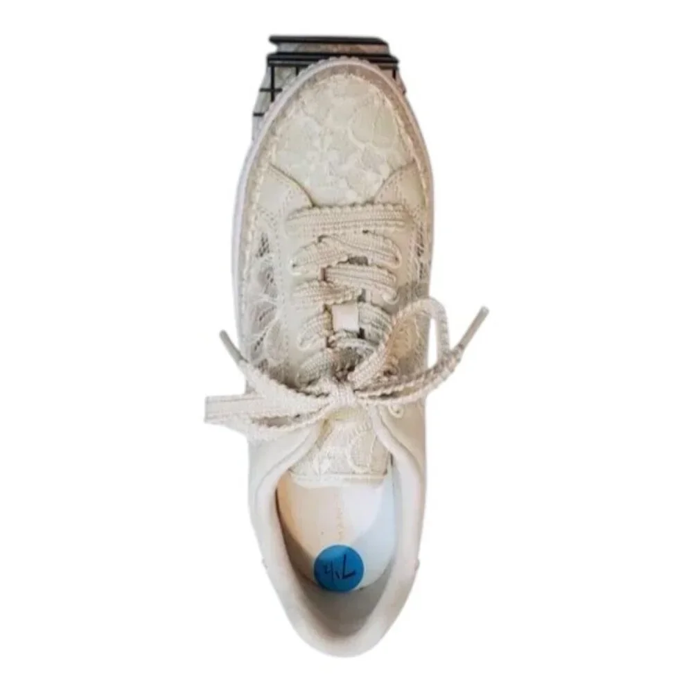 NEW MARC FISHER SZ 7.5 M Spryng Platform Lace-up Natural Lace Sneaker - Picture 3 of 11